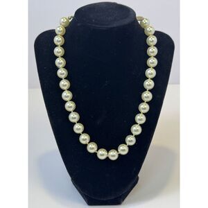 Classic Faux Pearl Necklace, 16" White Beaded Strand with Gold-Tone Clasp